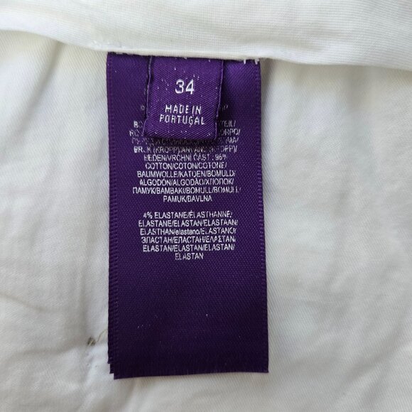Ralph Lauren Purple Lable Dress Pants Sz 34 White Minimalist Straight Leg Chino - Picture 8 of 13